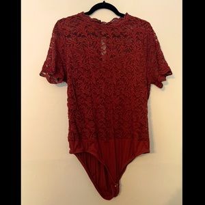 TORRID BURNT ORANGE LACE BODYSUIT 2X